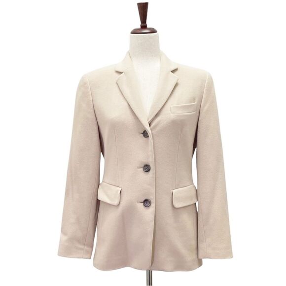 Ann Taylor Cashmere Wool Blend 3 Button Blazer Taupe Light Tan Size 4P 4 Petite - Picture 1 of 15